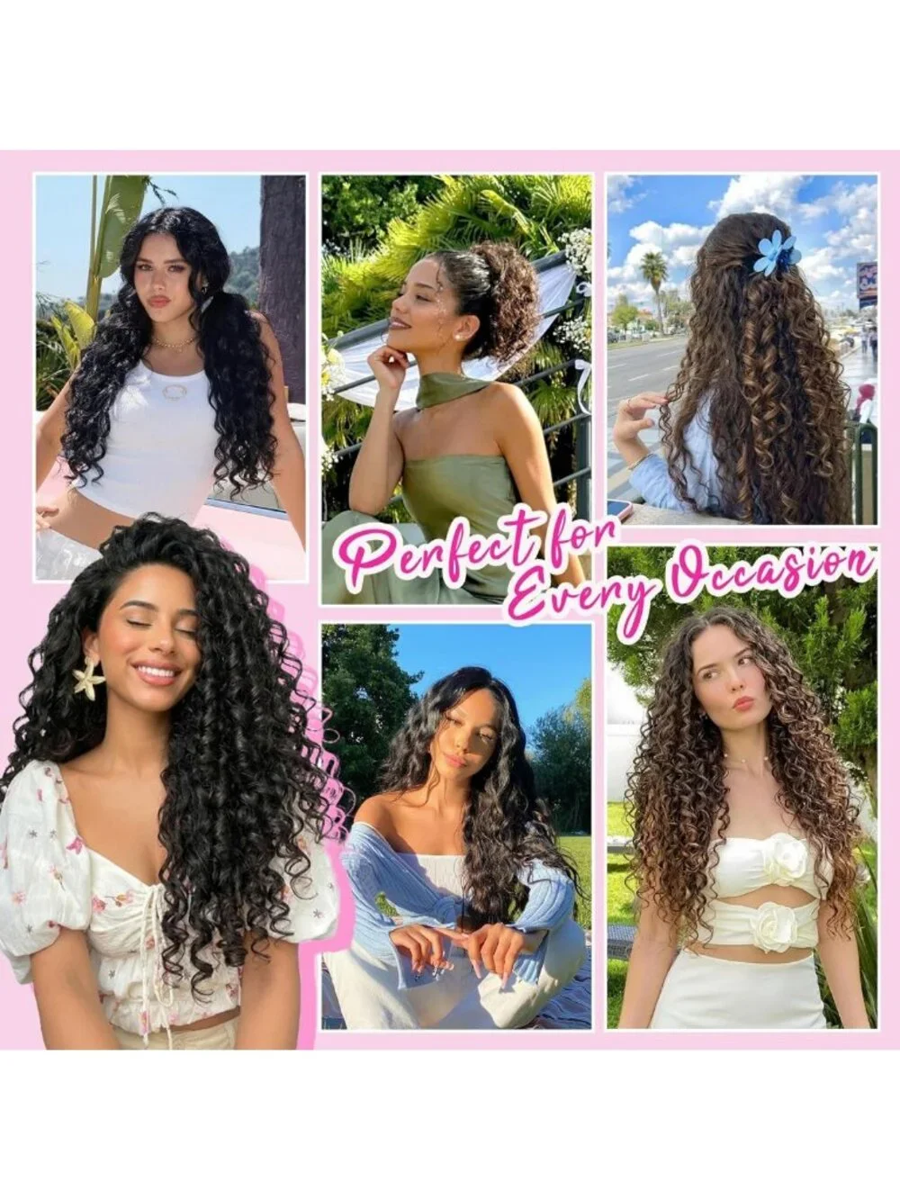 Bouncy Curly Clip-In Hair Extensions 4PCS - Synthetic Volume & Length Boost